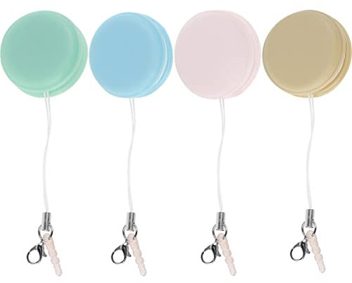 4 Pack Macaron Phone Screen Cleaner Macaron Computer Screen Cleaner Wipe Touch Screen Cleaner with Case Mobile Phone Screen Wipes Glass Cleaning Wipes Key Pendant for Smart Computer Tablet Phone