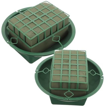 EXCEART Flower Mud Set 2Pcs Floral Foam Cage Round Bowl for DIY Flower Arrangement Wedding Halloween Christmas Decor 6.5 Inch Floral Foam Blocks