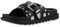 VAN HILL Damen Pantoletten Flach Nieten Trendy Schuhe 214653 Schwarz Schnallen 38