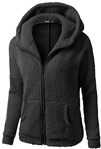 Genérico Chaquetas de Felpa Suave para Mujer Cálida Cremallera Abrigo con Capucha Casual Suéter Ligero y Cómodo Sweatshirt Hoodie Talla Grande Rapa Mjuer Invierno Blusas Tops (01 Negro, XL)