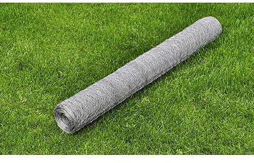 Zaun & Absperrungen, Zaunelemente, Gitterzaun verzinkter Stahl, sechseckig, 1x25 m, silber
