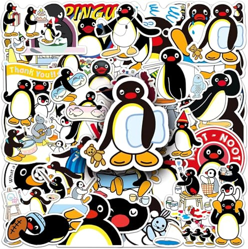 50pcs pingüino pegatinas para moto, nevera, equipaje, teléfono móvil monopatín, ordenador portátil, lindo animal impermeable pegatinas de vinilo, pegatinas de dibujos animados pingüino