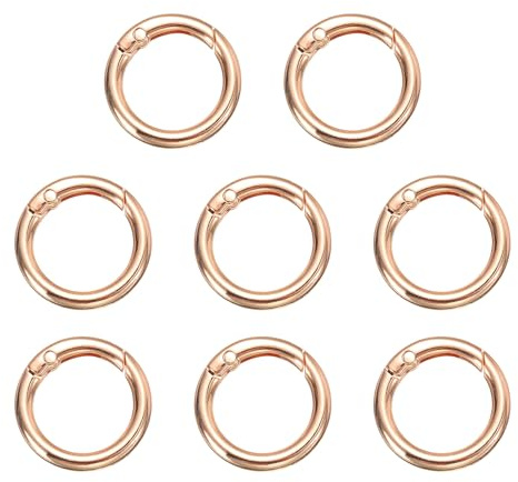 QUARKZMAN 8pcs Anillo de Resorte, 19mm O Ring Llavero Mosquetón Clip Hebilla Redonda Cierre de Metal Aleación Broche Accesorio para Senderismo Manualidades DIY Bolsa Decoración, Dorado