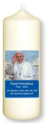 Gedenkkerze Papst Franziskus 17 x Ø 6 cm