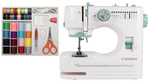 Mini Sewing Machine for Beginner by Phildim (Sewing Supplies set included) - Small Sewing Machines with Two Needle Types, Two Speeds, LED Sewing Light, Foot Pedal PD-073-UK-B13