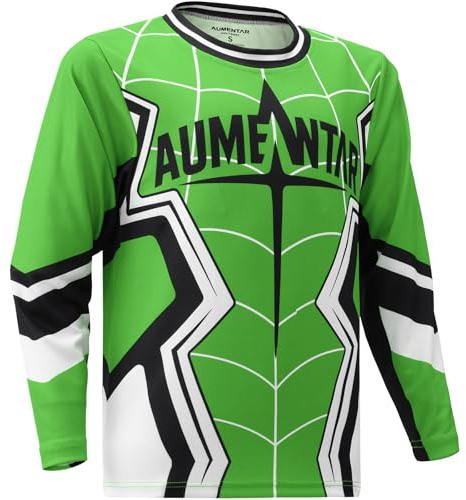 AUMENTAR Kids Cycling Jersey Long Sleeve Dirt Bike Motocross Shirt, Breathable Quick-Dry BMX Off-Road Racing Clothing for Boys Girls, Powersports Bike Child Mexico Bicycle MTB Tops M