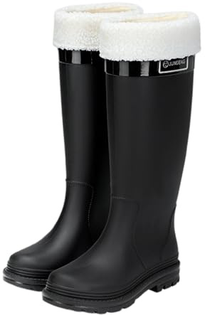 Générique Botte de Pluie Femme, Pluie Extérieur Jardinage Bottine Antidérapant Randonnées Travail Bottes Caoutchouc Impermeable Confortable Chaussures, Black, 39-40
