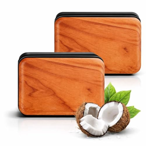 Wood Car Air Freshener 2 Pack Coconut Scent Visor Clip Car Diffuser | Natural Car Diffuser with Magnetic Metal Clip, Long Lasting Essential Car Odor Eliminator for Auto Truck SUV