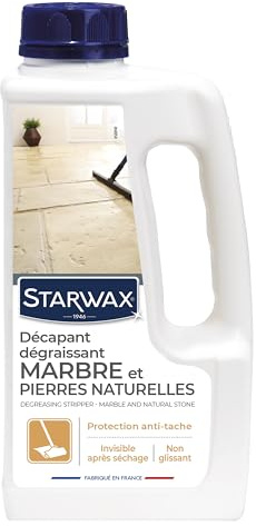 STARWAX - Decapante Desengrasante Mármol y Piedras Naturales - Desengrasa y elimina la suciedad y los productos antiguos - Optimiza el brillo - Sin aclarado -1L - 30 a 50 m²
