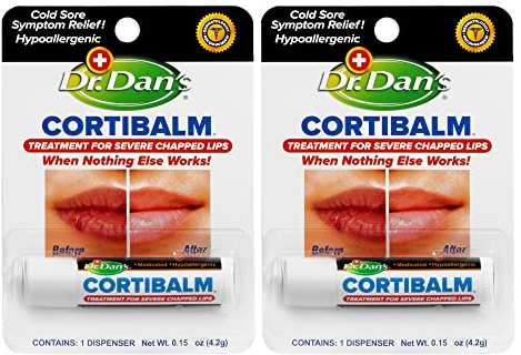 Dr. Dan's Cortibalm 2 Pack 1% Hydrocortisone Lip Balm for Dry Cracked Lips