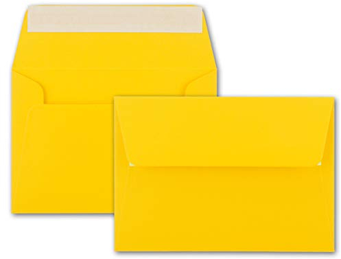 75x Brief-Umschläge B6 - Honiggelb - 12,5 x 17,5 cm - Haftklebung 120 g/m² - breite edle Verschluss-Lasche - hochwertige Einladungs-Umschläge