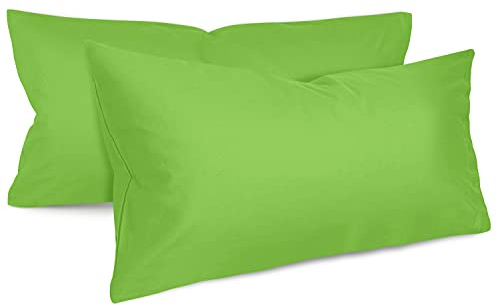 npluseins unifarbene Kissenbezüge im Doppelpack und dezentem Design 1154.1498, ca. 40 x 80 cm, grün