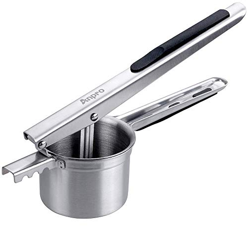 Anpro Potato Masher Stainless Steel 304 Hole Diameter 2.5 mm Masher for Fruit and Vegetables, Silicone Stainless Steel, 28.5 x 12 cm