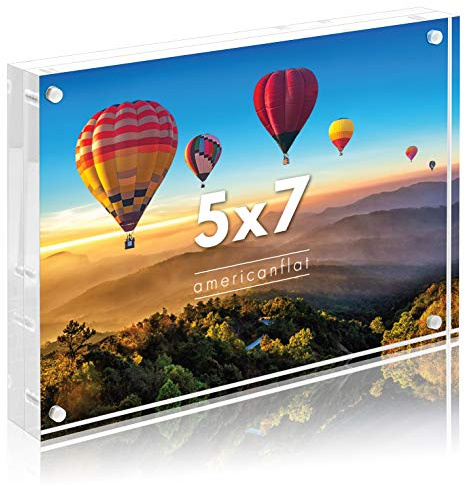 Americanflat 5x7 Acrylic Picture Frame - Double Sided Frames with Magnetic Corners - Transparent Acrylic Frames for Desk or Tabletop Display - 5x7 Picture Frame with Microfiber Cloth Included