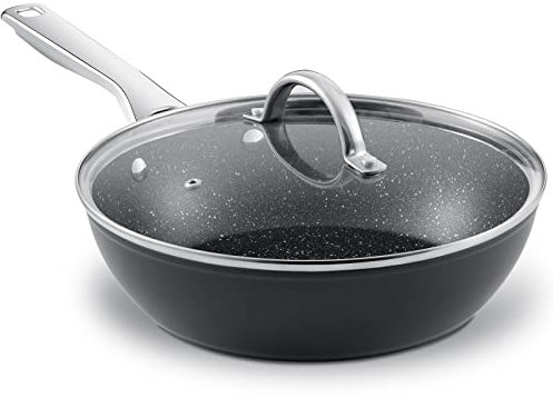 Fadware Non Stick Frying Pan with Lid, Saute Pan 26cm for All Cooktops, Induction Deep Frying Pans with Sturdy Stainless Steel Handle