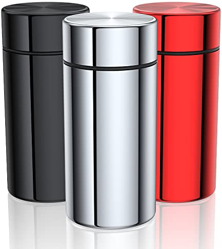 Tarro de almacenamiento portátil de aluminio, paquete de 3, botella de metal hermética a prueba de olores, recipiente multiusos para café y té, hierbas y especias, tapa de rosca con tapa de bloqueo de