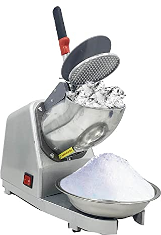 TABODD 300W Broyeur à Glace électrique à Double Couteau, 220V-240V Machine à Glace Pilée 65 kg/h électrique Commerciale de Machine à Smoothie Restaurants Bars Fêtes,Argent