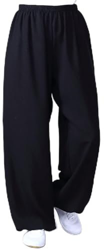 Hansensi Taiji Hose Damen Herren Baumwolle Und Leinen Kung Fu Qigong Shaolin Kampfsport Training Hose Atmungsaktiv Lauschig Zen Meditation Wing Chun Taekwondo Yoga Bloomers,007,XS