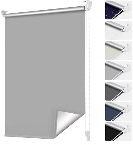 smartdemo Verdunklungsrollo ohne Bohren & mit Bohren, Klemmrollo Fensterrollo Grau B85 x H130cm (Stoffbreite85cm), Thermorollo Sichtschutz und Sonnenchutz, Klemmrollo rollos für Fenster & Tür