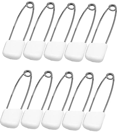 50 pines de hiyab con ribete blanco para pañales para adultos, pin de reparación de ropa, pines de seguridad, soporte de clip de metal, costura de cristal, abrazadera de joyería, marco de tela, blanco
