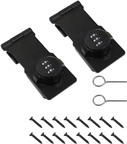 2X 110mm Mechanical Password Rotary Hasp Locks Door Security Slide Latch Lock (Black)