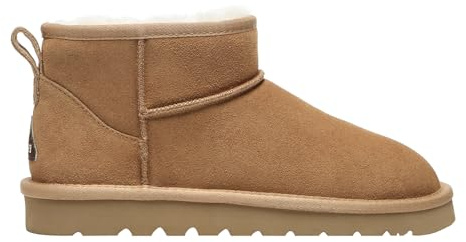 EVERAU Women Finch Ultra Mini Classic Boots Womens Warm Ankle Winter Sheepskin Suede Water Resistant Boots, Chestnut, UK WOMEN 7/UK MEN 7