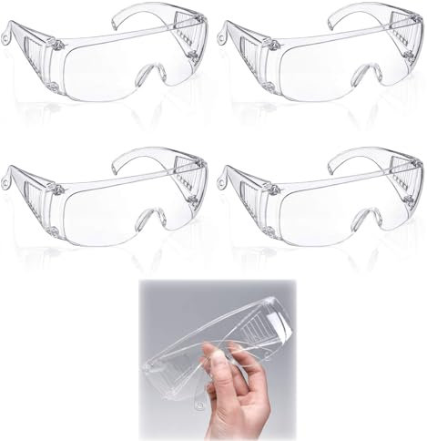 ZHDWC Safety Glasses - 4 Pack Eye Protection Goggles with Anti-Splash, Anti-Scratch & Dustproof Lens for Outdoor & Lab Use
