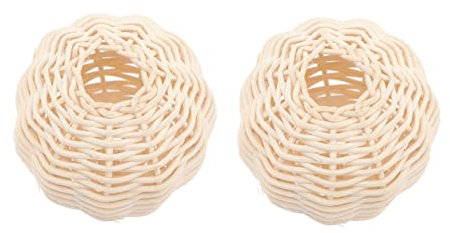 SEWOART Rattan Lampenschirm 2 Stück Geflochtene Selbstgemacht Lampenschirmverzierung aus Rattan Tischlampe Wohnraumdeko Natürliche Lampenabdeckung für Zuhause und Party