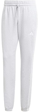 Adidas Damen Essentials 3-Stripes French Terry Cuffed Pants, Light Grey Heather/White, XL