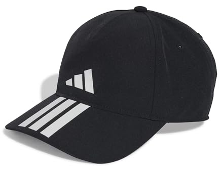 adidas Unisex Baseball 3 Stripes Climaproof Hat, Black/White, M-L