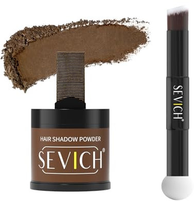 Sevich Polvere per attaccatura dei capelli, 10 g, con pennello, nasconde istantaneamente la perdita dei capelli, il diradamento e il grigio, polvere per ritocchi alle radici impermeabile 48H, topper