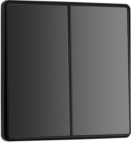 BG Electrical Double Wall Light Switch, 2-Way, Edge-to-Edge Rockers, Screwless Appearance, Round Edges, Evolve, Black Chrome, 20A, 16AX, PCDBC42EB