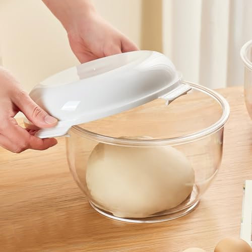 Dough Fermentation Container, Pizza Dough Proofing Box Transparent Fermentation Container with Lid, Non-Stick Bread Dough Storage Containers for Home and Hotel, Baking Supplies (White)