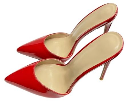 Pumps da Donna Sexy con Punta a Punta, Tacchi a Stiletto da 12 cm, Sandali Estivi Casual Traspiranti per Matrimoni, Ufficio, Cocktail,Rosso,37 EU