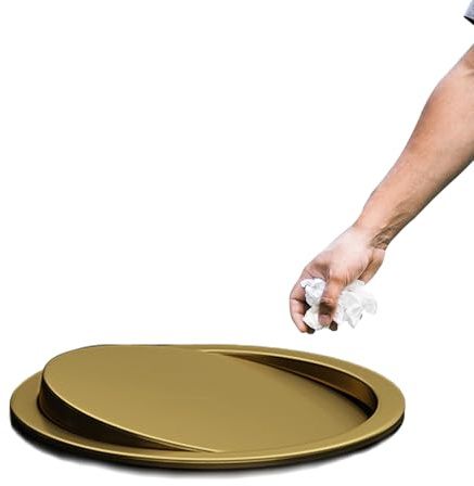 Built-in Flaps Waste Lid，220mm、240mm、290mmStainlessCan Round Hidden Waste Bin Balance Swing Flap Lid for Installation in Washbasin Or Worktops Laundry Hole(Gold,290mm)