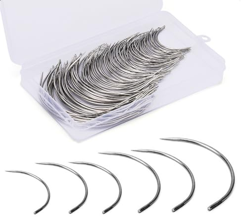 Set di selle per aghi da cucito curvo ago rotondo in pelle Set pratico da tappezzeria Ricamo a mano Set curvo Selle Strumento per cucire in pelle Tappezzeria