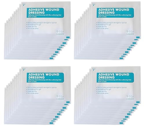 40Pcs Wound Dressings Adhesive 6cm X 7cm, Adhesive Dressings for Wounds First Aid, Dressing for Open Wounds, Breathable Self Dressingset Non-Woven Pads for Home Trips Outdoor Activities