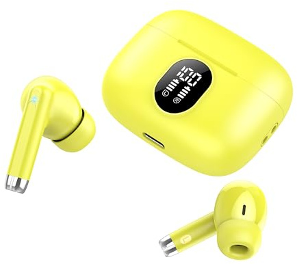 QXQ S26 Écouteurs Intra-Auriculaires sans Fil Bluetooth 5.4 pour TV, Smartphone, Ordinateur Portable, Salle de Sport, Jaune Brillant