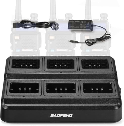 BAOFENG 6-portarsladdare för GT-5R walkie-talkies, multiladdare för GT-5R och UV-5R-seriens radioapparater och batterier, 1 enhet