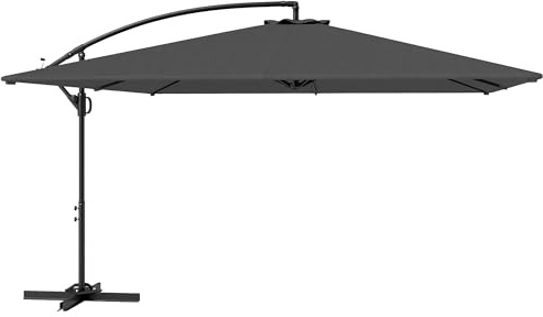 Outsunny Ombrellone Decentrato 2.8x3.8 m con Tettuccio Inclinabile Regolabile, Manovella e Prese d'Aria, Base a Croce, Ombrellone da Giardino in Metallo e Poliestere UV50+, Grigio