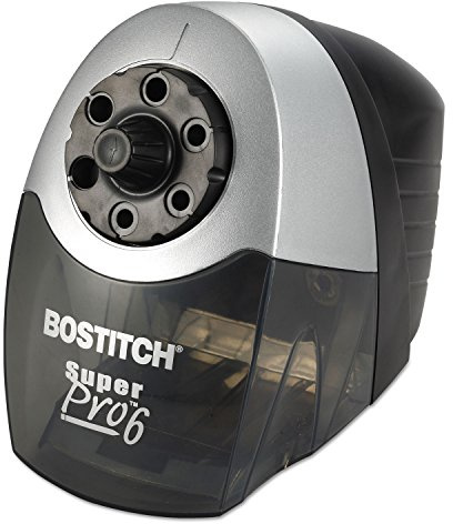 Bostitch Office SuperPro6 Electric Pencil Sharpener, Heavy Duty Commercial with 6 Holes and Industrial Motor, Grey
