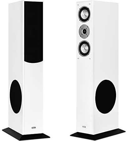 mohr 1 Paar Standlautsprecher SL15 Weiss Lautsprecherboxen, HiFi Klang zum günstigen Preis, Elegante HiFi Standboxen aus Holz, als Stereolautsprecher oder Heimkinolautsprecher geeignet