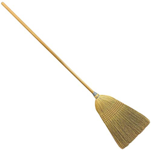 Weiler 95033 Heavy-Duty Corn Broom with Wooden Handle, 5 Sews, 100% Natural Corn Fill for Indoor or Outdoor Sweeping