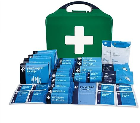 Reliance Medical Catering First Aid Kit - for 20 Persons for Office, Home, Workplace, First Aid Storage Box Contains Essentials - HSE Compliant, Blue, 82 Pieces