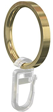 Flairdeco Gardinenringe/Ringe mit Faltenhaken, Metall, Messing-Optik, 33/27 mm, 10 Stück