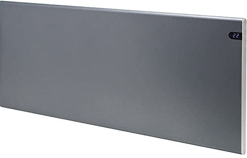 Adax Neo Electric Panel Heater / Convector Radiator With Thermostat, Timer And Temperature Display. Wall Mounted, Modern / Designer, Lava Grey, 400W