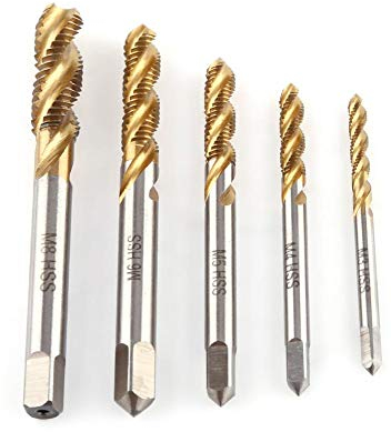 Gewindebohrer, HSS-Spiralgewindebohrer Lot Titanbeschichtete Gewindebohrer Set Gewindeschneidewerkzeug M3, M4, M5, M6, M8