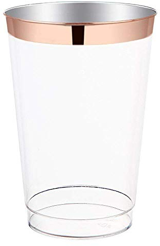Gardenlovers 50 Stück Plastikbecher 0,3 l, wiederverwendbare Mehrwegbecher zum Feiern, Hochzeiten, Picknick, Party, Camping, Geburtstag - Kunststoff Gläser in Rose Gold