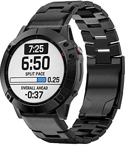 YOOSIDE Titanium klockarmband för Fenix 6/Fenix 5, 22 mm QuickFit justerbart armband med spänne i rostfritt stål för Garmin Fenix 6 Pro/Safir/Solar, Fenix 5 Plus, Instinct (svart), Svart, QuickFit