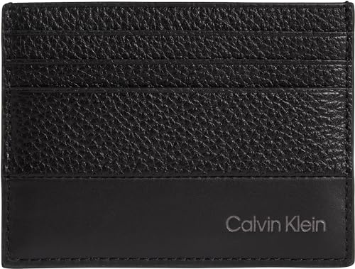 Calvin Klein Herren Kartenetui aus Leder, Schwarz (Ck Black), Einheitsgröße